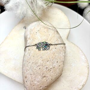 Gardgy Elephant Bracelet with Green Accents adjustable size boho style jewelry